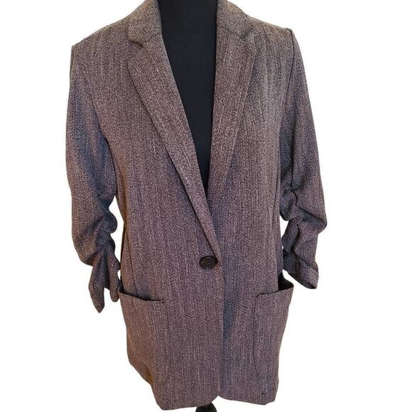 Max Studio Womens Ruched Sleeve Blazer - Picture 1 of 12